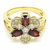 Anillo Multi Piedra 01.365.0001.07 Oro Laminado, con Granate and Blanca Zirconia Cubica, Pulido, Tono Dorado (Size 7)