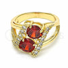 Anillo Multi Piedra 01.365.0003.09 Oro Laminado, con Granate and Blanca Zirconia Cubica, Pulido, Tono Dorado (Size 9)