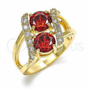 Anillo Multi Piedra 01.365.0003.09 Oro Laminado, con Granate and Blanca Zirconia Cubica, Pulido, Tono Dorado (Size 9)