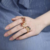 Anillo Multi Piedra 01.365.0005.08 Oro Laminado, Diseño de Corazón y Flor, con Granate and Blanca Zirconia Cubica, Pulido, Tono Dorado (Size 8)