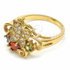 Anillo Multi Piedra 01.365.0010.08 Oro Laminado, Diseño de Mariposa, con Multicolor Zirconia Cubica, Pulido, Tono Dorado (Size 8)