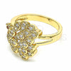 Anillo Multi Piedra 01.365.0015.08 Oro Laminado, Diseño de Pavo Real, con Blanca and Granate Zirconia Cubica, Pulido, Tono Dorado (Size 8)
