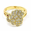Anillo Multi Piedra 01.365.0015.09 Oro Laminado, Diseño de Pavo Real, con Blanca and Granate Zirconia Cubica, Pulido, Tono Dorado (Size 9)