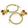 Argolla Mediana 02.364.0001.30 Acero Inoxidable, Diseño de Cereza, Esmaltado Rojo, Tono Dorado