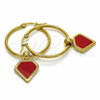 Argolla Mediana 02.364.0004.1.30 Acero Inoxidable, Esmaltado Rojo, Tono Dorado