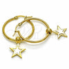 Argolla Mediana 02.364.0007.30 Acero Inoxidable, Diseño de Estrella, Esmaltado Blanco, Tono Dorado