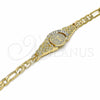 Pulsera Elegante 03.351.0048.07 Oro Laminado, Diseño de San Benito, con Blanca Cristal, Diamantado, Tono Dorado (06 MM Thickness, 7 Inches Length)
