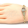 Pulsera Elegante 03.351.0048.2.07 Oro Laminado, Diseño de San Benito, con Multicolor Cristal, Diamantado, Tono Dorado (06 MM Thickness, 7 Inches Length)