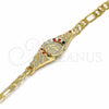Pulsera Elegante 03.351.0048.2.07 Oro Laminado, Diseño de San Benito, con Multicolor Cristal, Diamantado, Tono Dorado (06 MM Thickness, 7 Inches Length)