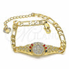 Pulsera Elegante 03.351.0048.2.07 Oro Laminado, Diseño de San Benito, con Multicolor Cristal, Diamantado, Tono Dorado (06 MM Thickness, 7 Inches Length)