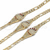 Pulsera Elegante 03.351.0048.2.07 Oro Laminado, Diseño de San Benito, con Multicolor Cristal, Diamantado, Tono Dorado (06 MM Thickness, 7 Inches Length)