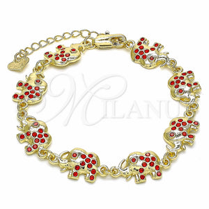Pulsera Elegante 03.351.0050.1.07 Oro Laminado, Diseño de Elefante, con Granate Cristal, Pulido, Tono Dorado (10 MM Thickness, 7 Inches Length)