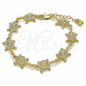 Pulsera Elegante 03.351.0053.07 Oro Laminado, Diseño de Tortuga, con Blanca Cristal, Pulido, Tono Dorado (11 MM Thickness, 7 Inches Length)