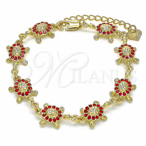 Pulsera Elegante 03.351.0053.1.07 Oro Laminado, Diseño de Tortuga, con Granate Cristal, Pulido, Tono Dorado (11 MM Thickness, 7 Inches Length)
