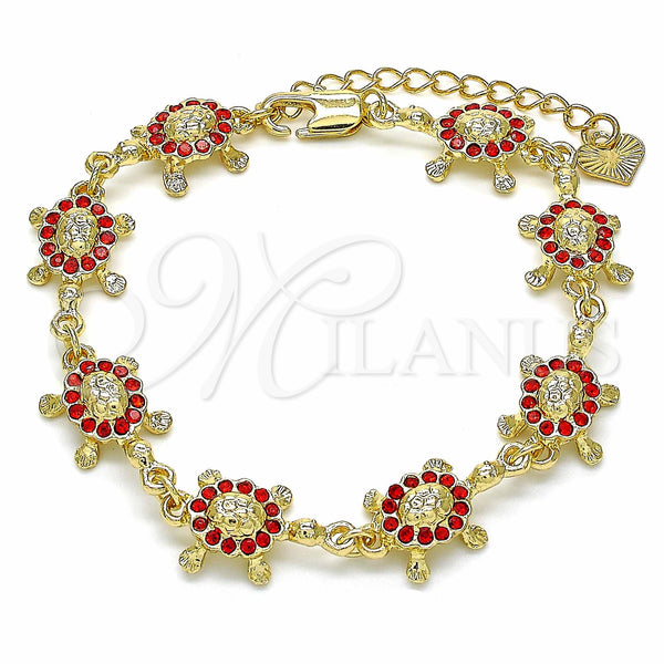 Pulsera Elegante 03.351.0053.1.07 Oro Laminado, Diseño de Tortuga, con Granate Cristal, Pulido, Tono Dorado (11 MM Thickness, 7 Inches Length)