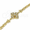 Pulsera Elegante 03.357.0007.07 Oro Laminado, Diseño de Flor y Gota, con Blanca Zirconia Cubica, Pulido, Tono Dorado (06 MM Thickness, 7 Inches Length)