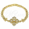 Pulsera Elegante 03.357.0007.07 Oro Laminado, Diseño de Flor y Gota, con Blanca Zirconia Cubica, Pulido, Tono Dorado (06 MM Thickness, 7 Inches Length)