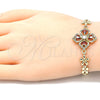 Pulsera Elegante 03.357.0007.1.07 Oro Laminado, Diseño de Flor y Gota, con Granate and Blanca Zirconia Cubica, Pulido, Tono Dorado (06 MM Thickness, 7 Inches Length)