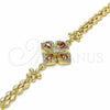 Pulsera Elegante 03.357.0007.1.07 Oro Laminado, Diseño de Flor y Gota, con Granate and Blanca Zirconia Cubica, Pulido, Tono Dorado (06 MM Thickness, 7 Inches Length)