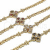 Pulsera Elegante 03.357.0007.1.07 Oro Laminado, Diseño de Flor y Gota, con Granate and Blanca Zirconia Cubica, Pulido, Tono Dorado (06 MM Thickness, 7 Inches Length)