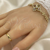 Pulsera Elegante 03.357.0007.2.07 Oro Laminado, Diseño de Flor y Gota, con Multicolor Zirconia Cubica, Pulido, Tono Dorado (06 MM Thickness, 7 Inches Length)