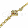 Pulsera Elegante 03.357.0007.2.07 Oro Laminado, Diseño de Flor y Gota, con Multicolor Zirconia Cubica, Pulido, Tono Dorado (06 MM Thickness, 7 Inches Length)