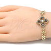 Pulsera Elegante 03.357.0007.3.07 Oro Laminado, Diseño de Flor y Gota, con Negro and Blanca Zirconia Cubica, Pulido, Tono Dorado (06 MM Thickness, 7 Inches Length)