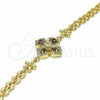 Pulsera Elegante 03.357.0007.3.07 Oro Laminado, Diseño de Flor y Gota, con Negro and Blanca Zirconia Cubica, Pulido, Tono Dorado (06 MM Thickness, 7 Inches Length)