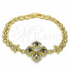 Pulsera Elegante 03.357.0007.3.07 Oro Laminado, Diseño de Flor y Gota, con Negro and Blanca Zirconia Cubica, Pulido, Tono Dorado (06 MM Thickness, 7 Inches Length)