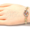 Pulsera Elegante 03.357.0008.1.07 Oro Laminado, Diseño de Flor, con Multicolor Zirconia Cubica, Pulido, Tono Dorado (06 MM Thickness, 7 Inches Length)
