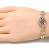 Pulsera Elegante 03.357.0008.2.07 Oro Laminado, Diseño de Flor, con Granate and Blanca Zirconia Cubica, Pulido, Tono Dorado (06 MM Thickness, 7 Inches Length)