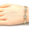 Pulsera Elegante 03.357.0009.07 Oro Laminado, Diseño de Flor, con Blanca Zirconia Cubica, Pulido, Tono Dorado (07 MM Thickness, 7 Inches Length)