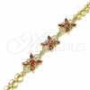 Pulsera Elegante 03.357.0009.1.07 Oro Laminado, Diseño de Flor, con Granate Zirconia Cubica, Pulido, Tono Dorado (07 MM Thickness, 7 Inches Length)