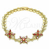 Pulsera Elegante 03.357.0009.1.07 Oro Laminado, Diseño de Flor, con Granate Zirconia Cubica, Pulido, Tono Dorado (07 MM Thickness, 7 Inches Length)