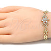 Pulsera Elegante 03.357.0010.07 Oro Laminado, Diseño de Flor, con Blanca Zirconia Cubica, Pulido, Tono Dorado (06 MM Thickness, 7 Inches Length)