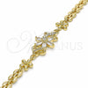 Pulsera Elegante 03.357.0010.07 Oro Laminado, Diseño de Flor, con Blanca Zirconia Cubica, Pulido, Tono Dorado (06 MM Thickness, 7 Inches Length)