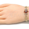 Pulsera Elegante 03.357.0010.2.07 Oro Laminado, Diseño de Flor, con Granate and Blanca Zirconia Cubica, Pulido, Tono Dorado (06 MM Thickness, 7 Inches Length)
