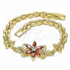 Pulsera Elegante 03.357.0010.2.07 Oro Laminado, Diseño de Flor, con Granate and Blanca Zirconia Cubica, Pulido, Tono Dorado (06 MM Thickness, 7 Inches Length)