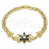 Pulsera Elegante 03.357.0010.3.07 Oro Laminado, Diseño de Flor, con Negro and Blanca Zirconia Cubica, Pulido, Tono Dorado (06 MM Thickness, 7 Inches Length)
