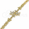 Pulsera Elegante 03.357.0011.07 Oro Laminado, Diseño de Flor, con Blanca Zirconia Cubica, Pulido, Tono Dorado (06 MM Thickness, 7 Inches Length)