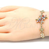 Pulsera Elegante 03.357.0011.1.07 Oro Laminado, Diseño de Flor, con Multicolor and Blanca Zirconia Cubica, Pulido, Tono Dorado (06 MM Thickness, 7 Inches Length)