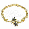 Pulsera Elegante 03.357.0011.3.07 Oro Laminado, Diseño de Flor, con Negro and Blanca Zirconia Cubica, Pulido, Tono Dorado (06 MM Thickness, 7 Inches Length)