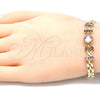 Pulsera Elegante 03.357.0013.1.07 Oro Laminado, con Multicolor Zirconia Cubica, Pulido, Tono Dorado (06 MM Thickness, 7 Inches Length)