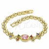 Pulsera Elegante 03.357.0013.1.07 Oro Laminado, con Multicolor Zirconia Cubica, Pulido, Tono Dorado (06 MM Thickness, 7 Inches Length)