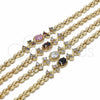 Pulsera Elegante 03.357.0013.1.07 Oro Laminado, con Multicolor Zirconia Cubica, Pulido, Tono Dorado (06 MM Thickness, 7 Inches Length)