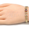 Pulsera Elegante 03.357.0013.2.07 Oro Laminado, con Granate and Blanca Zirconia Cubica, Pulido, Tono Dorado (06 MM Thickness, 7 Inches Length)