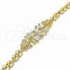 Pulsera Elegante 03.357.0014.07 Oro Laminado, Diseño de Flor y Mariposa, con Blanca Zirconia Cubica, Pulido, Tono Dorado (06 MM Thickness, 7 Inches Length)