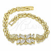 Pulsera Elegante 03.357.0014.07 Oro Laminado, Diseño de Flor y Mariposa, con Blanca Zirconia Cubica, Pulido, Tono Dorado (06 MM Thickness, 7 Inches Length)