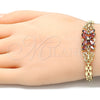 Pulsera Elegante 03.357.0014.2.07 Oro Laminado, Diseño de Flor y Mariposa, con Granate Zirconia Cubica, Pulido, Tono Dorado (06 MM Thickness, 7 Inches Length)