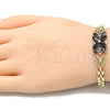 Pulsera Elegante 03.357.0014.3.07 Oro Laminado, Diseño de Flor y Mariposa, con Negro Zirconia Cubica, Pulido, Tono Dorado (06 MM Thickness, 7 Inches Length)